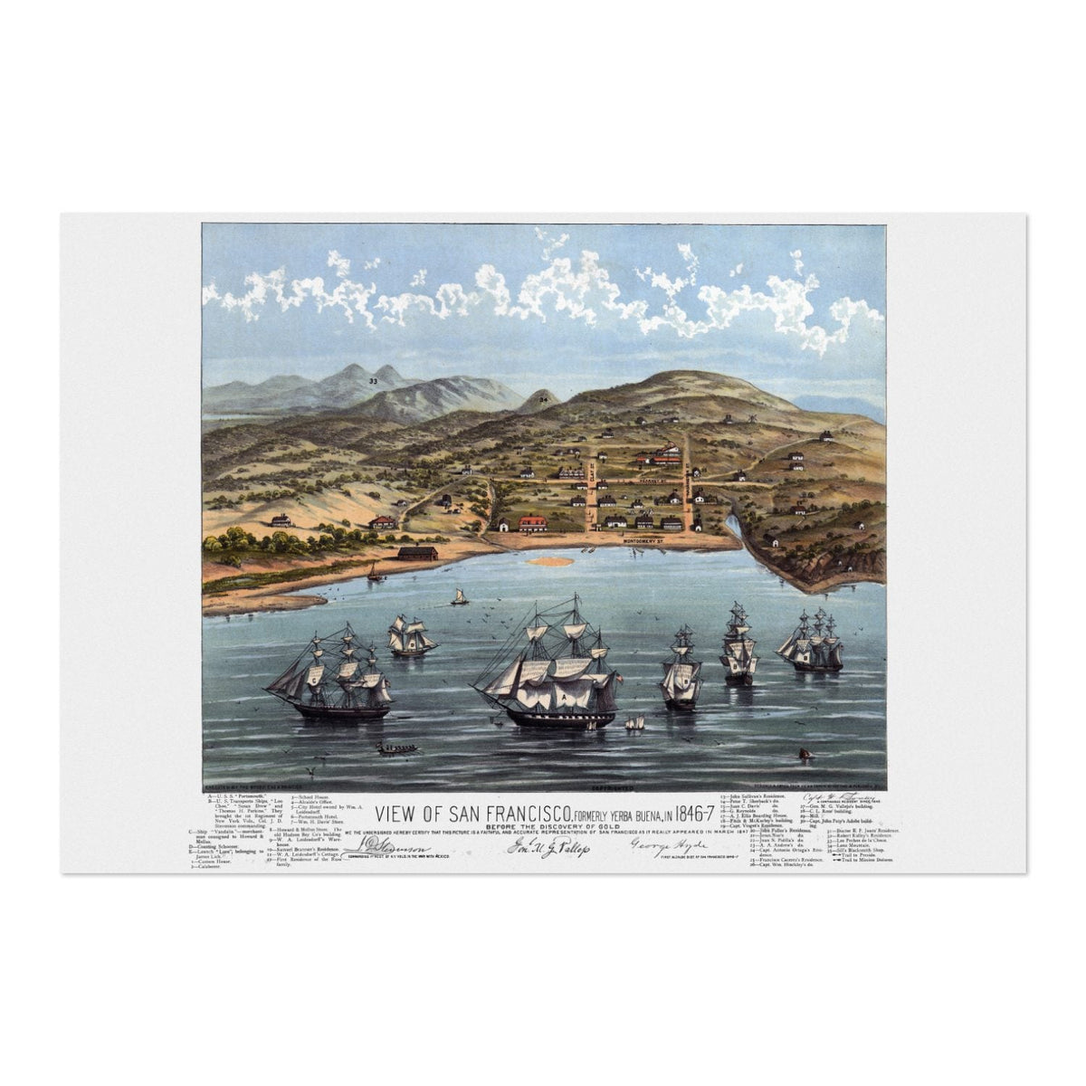San Francisco 1846 View Poster ‚Äî Yerba Buena Bay View Print | Vintage Map Wall Art