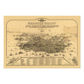 San Francisco 1875 Panoramic Map Poster ‚Äî California Bird‚Äôs-Eye View Print | Vintage Map Wall Art