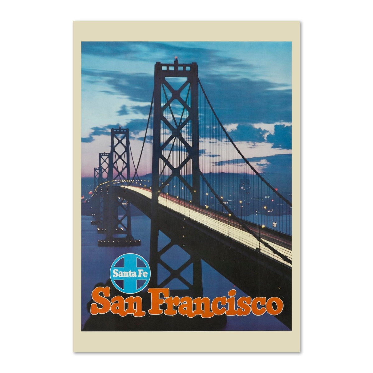 San Francisco ‚Äî Bay Bridge ‚Äî Santa Fe ‚Äî Vintage 1955 Travel Poster | Railroad Wall Art