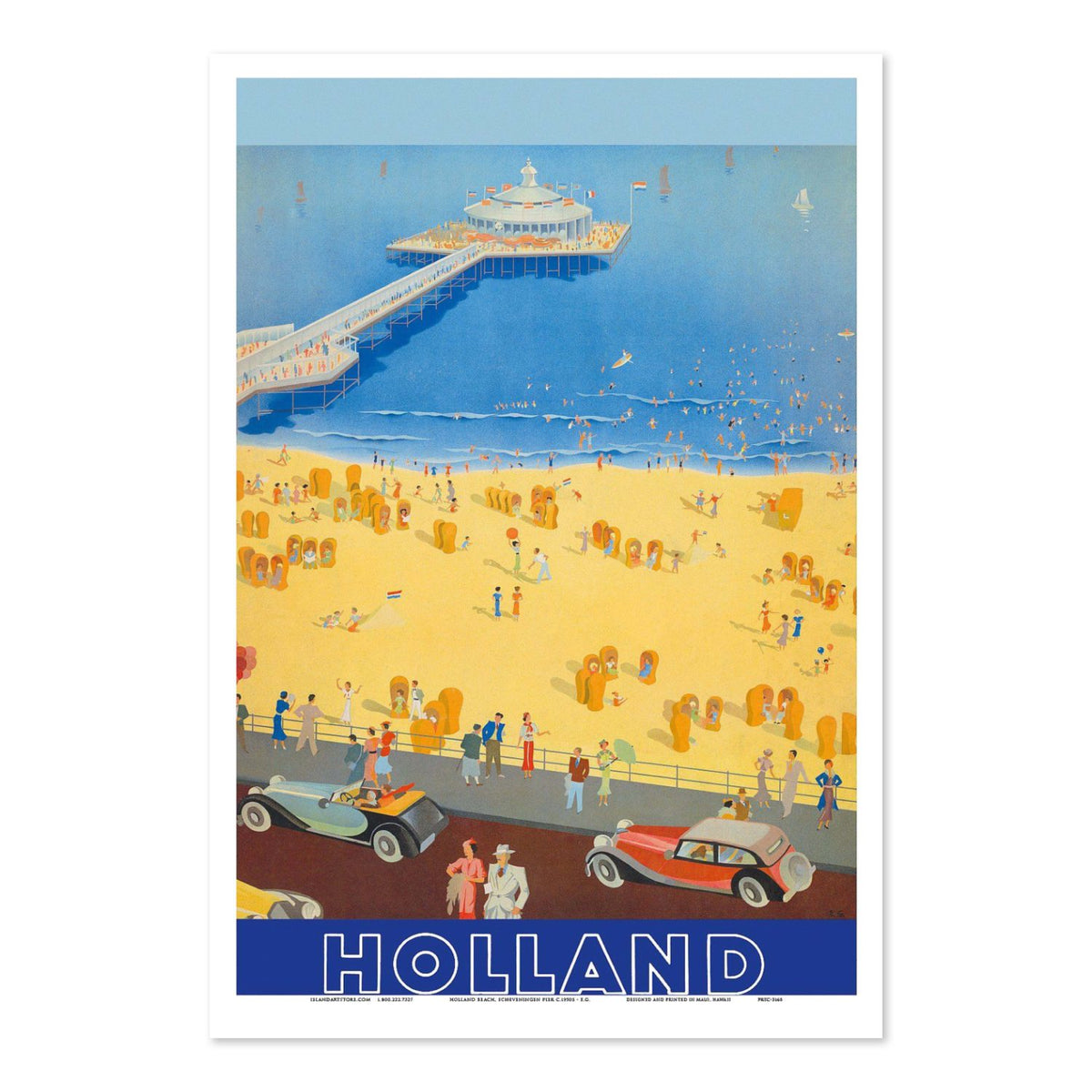 Scheveningen ‚Äî Holland ‚Äî Vintage 1930s Travel Poster | Beach Wall Art