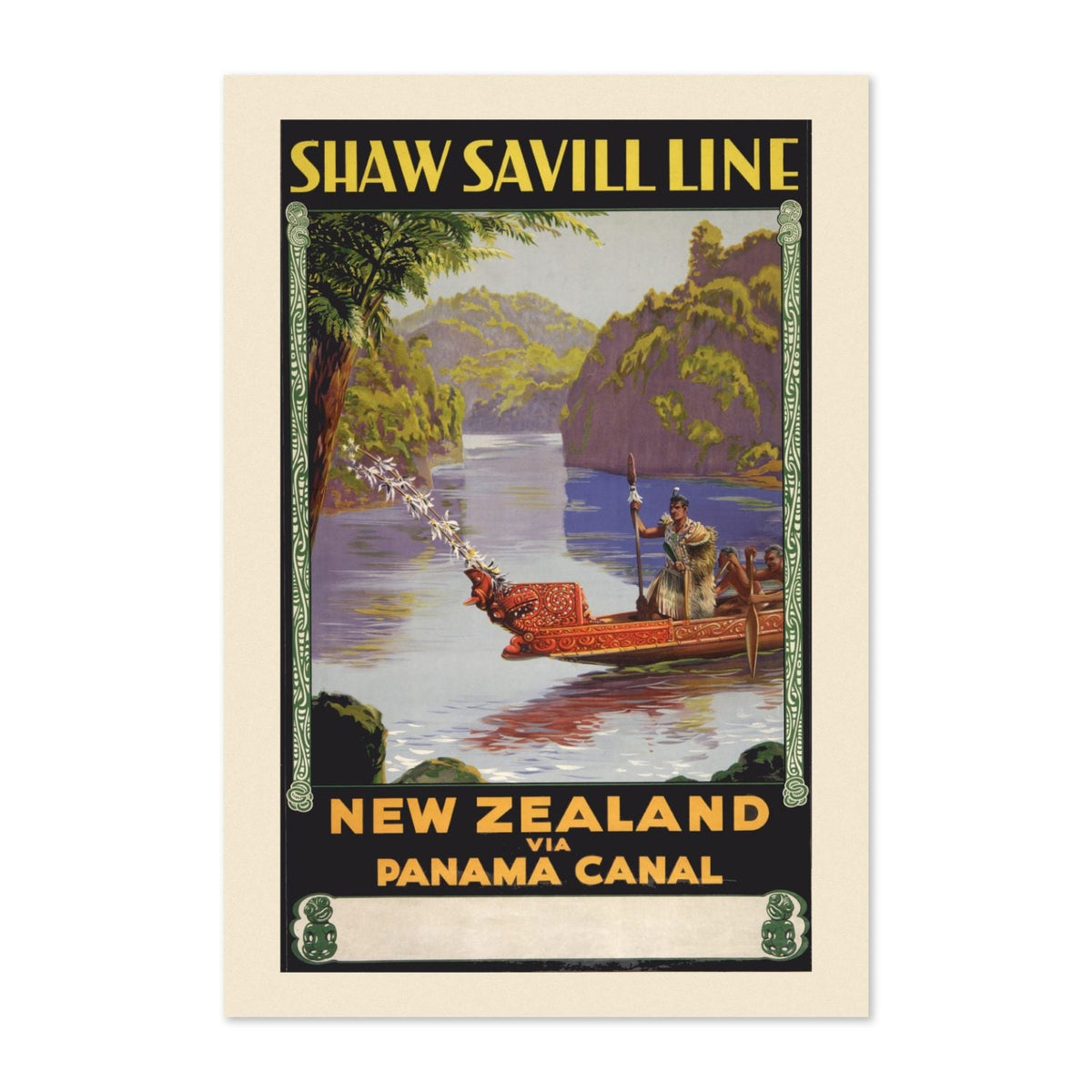 Shaw Savill Line ‚Äî New Zealand via Panama ‚Äî Vintage 1930 Travel Poster | New Zealand Wall Art