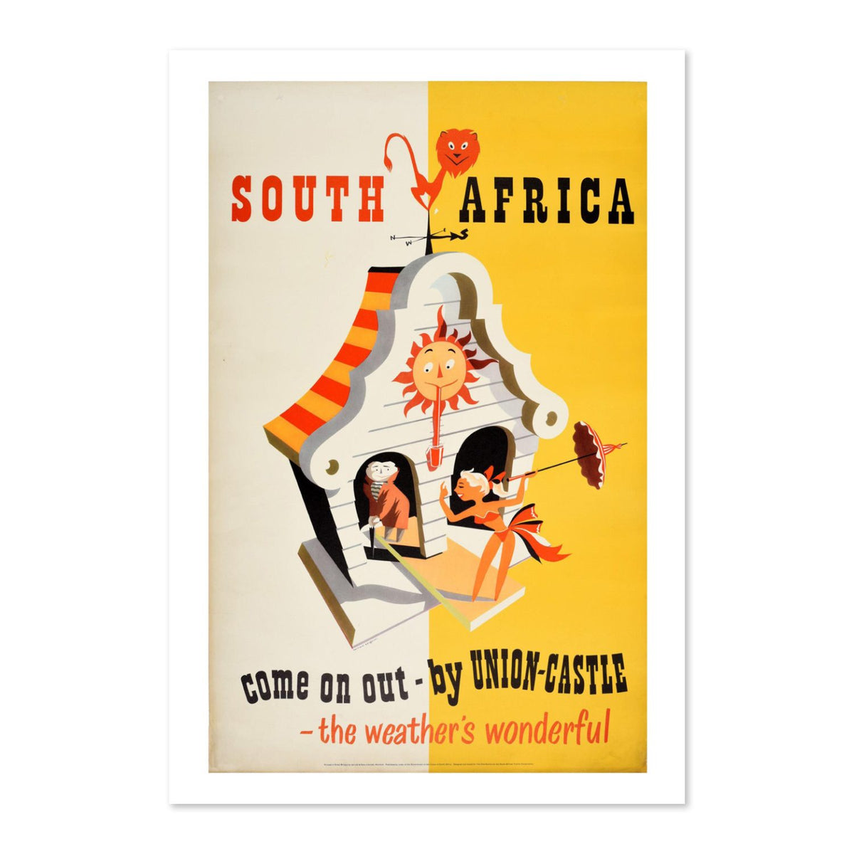 South Africa ‚Äî Union-Castle ‚Äî Vintage 1949 Travel Poster | Africa Wall Art