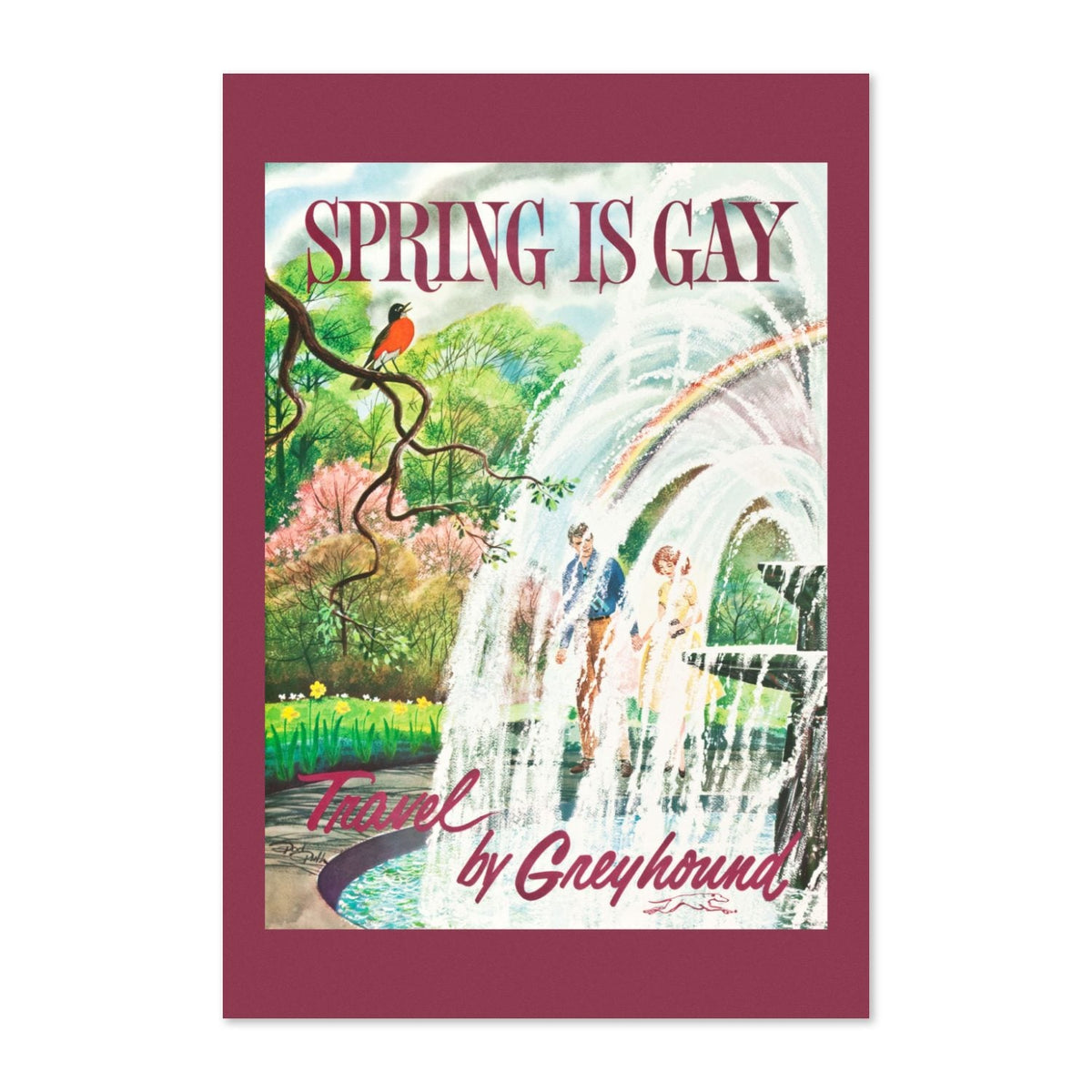 Spring is Gay ‚Äî Greyhound ‚Äî Vintage 1960s Travel Poster | Seasonal Wall Art