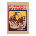 State Fair Rodeo ‚Äî Steer Wrestler ‚Äî Vintage 1930s Advertising Poster | Rodeo Wall Art