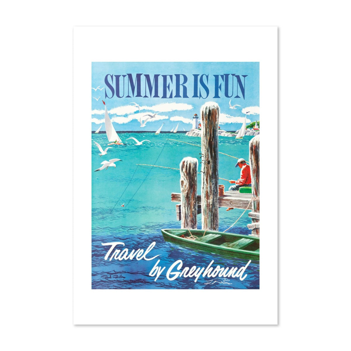 Summer is Fun ‚Äî Greyhound ‚Äî Vintage 1960s Travel Poster | Seasonal Wall Art