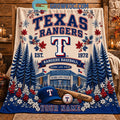Texas Rangers Baseball Globe Life Field Christmas Gift Blanket Quilt