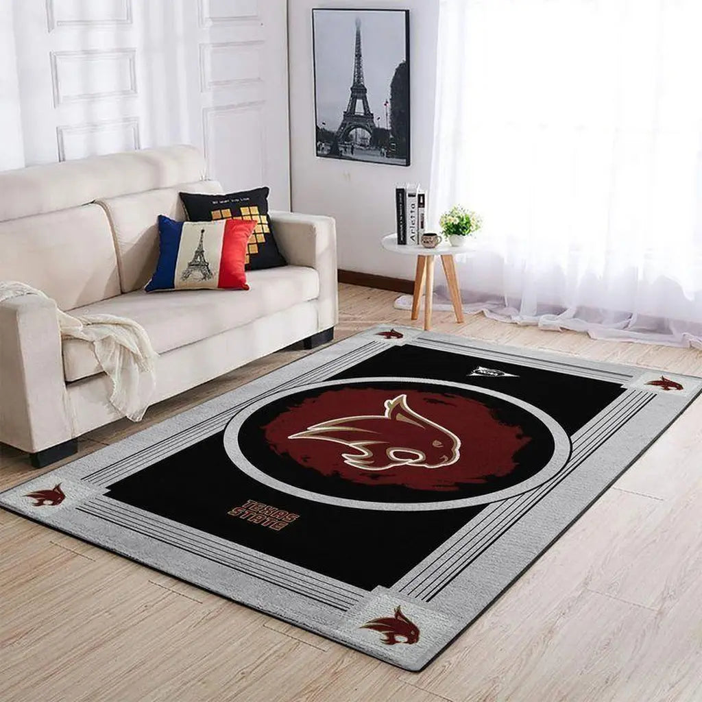 Area Rug with Texas State Logo Modern Design Bla...