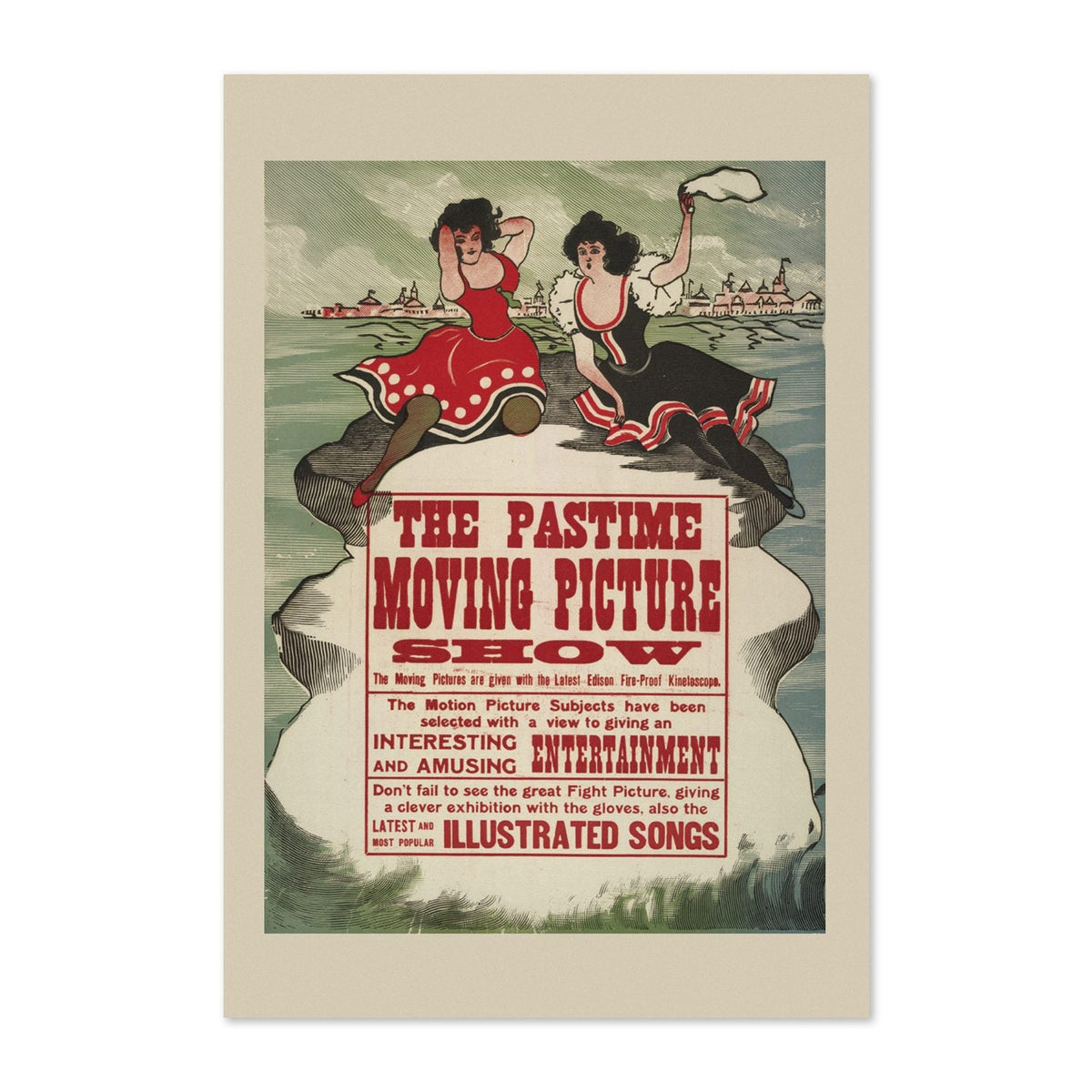 The Pastime Moving Picture Show ‚Äî Vintage 1913 Advertising Poster | Cinema Wall Art