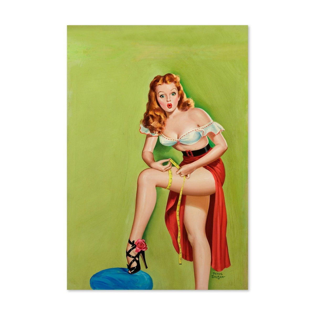 Thigh Measurement ‚Äî Peter Driben 1940s Pin-Up Poster | Glamour Girl Wall Art