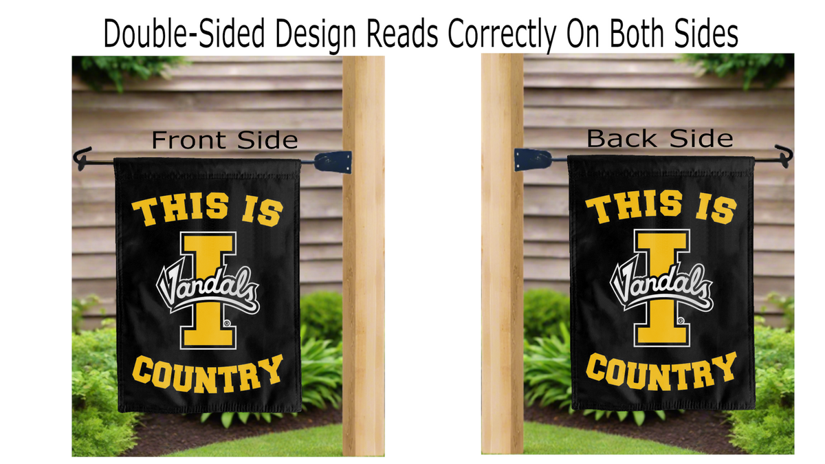 This is Idaho Vandals Country Black Double Sided Garden Flag