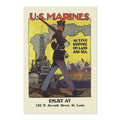 U.S. Marines ‚Äî Active Service on Land and Sea ‚Äî World War I Poster 1917 | Vintage WWI Wall Art