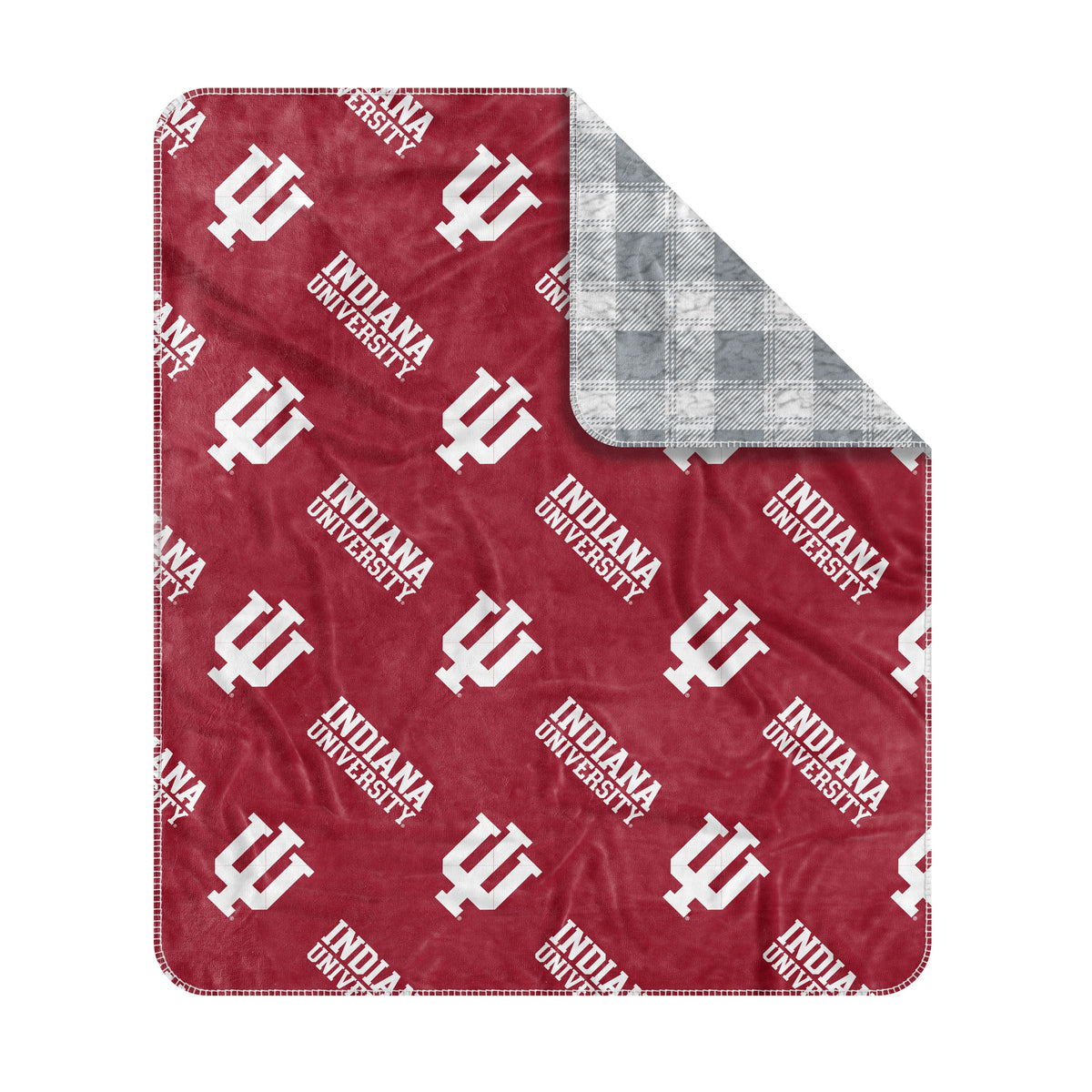 Indiana Blanket Two-Sided Red/Plaid Sherpa Throw