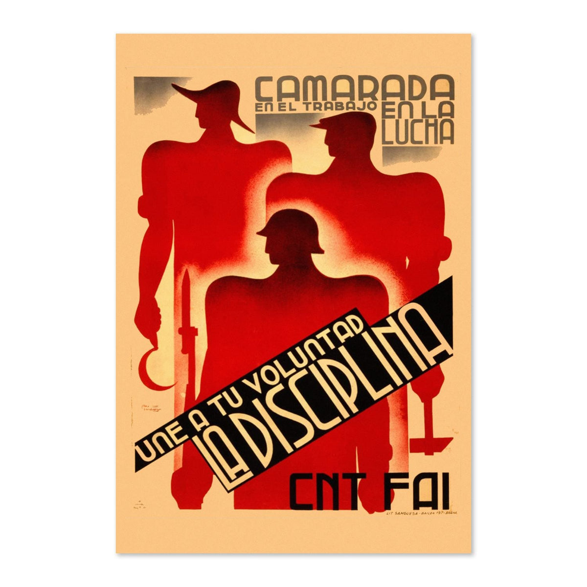 Unite Your Will With Discipline ‚Äî Spanish Civil War Poster 1930s | Vintage Propaganda Wall Art
