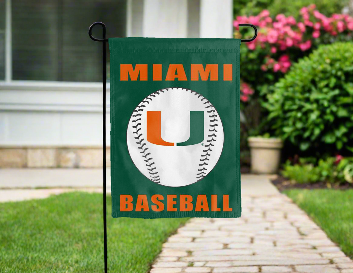 University of Miami Baseball Double Sided Garden Flag
