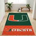 Miami Hurricanes Rug - Area for Home and Office Decor Green and Orange