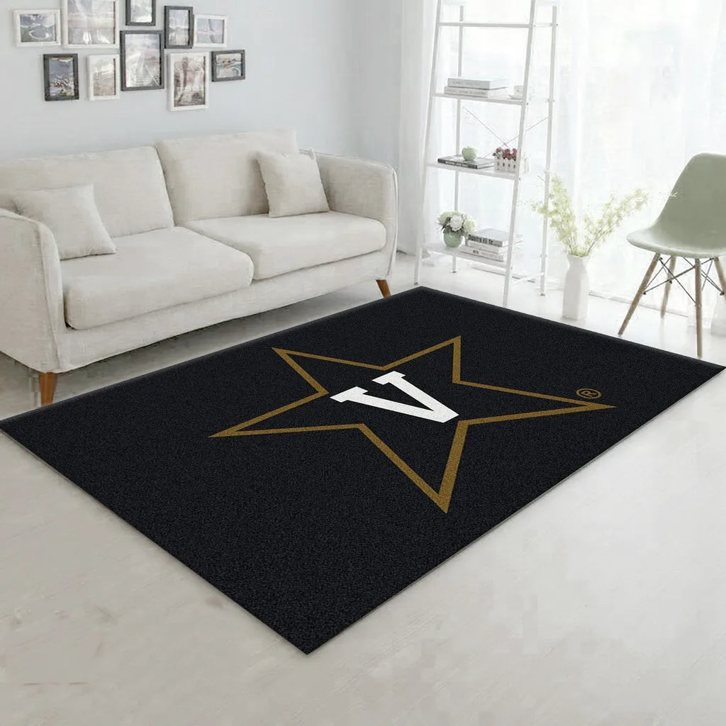 Star Pattern Rug with Letter V for Living Room D...