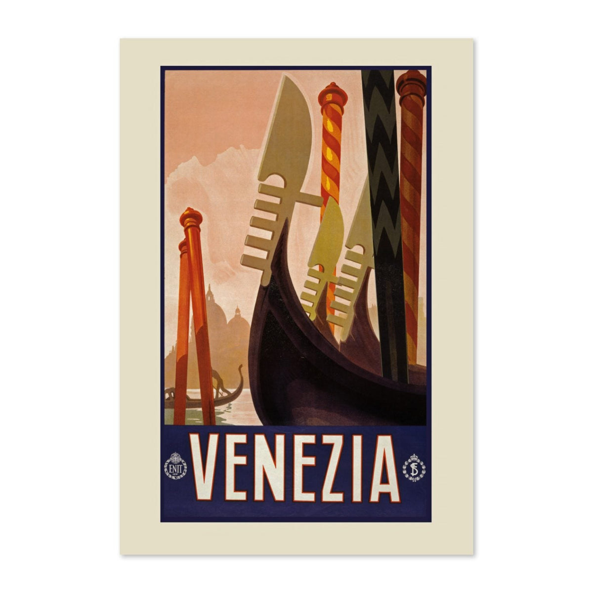 Venezia ‚Äî Gondolas ‚Äî Vintage 1920s Travel Poster | Venice Wall Art