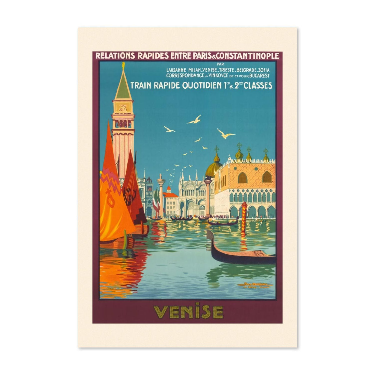Venise ‚Äî Paris to Constantinople Express ‚Äî Vintage 1921 Travel Poster | Venice Wall Art