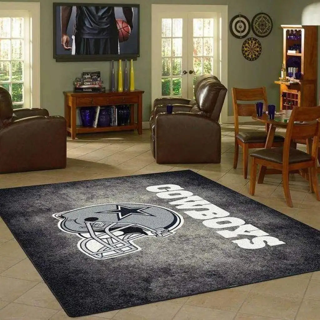 Cowboy Football Helmet Rug for Game Room Decor B...