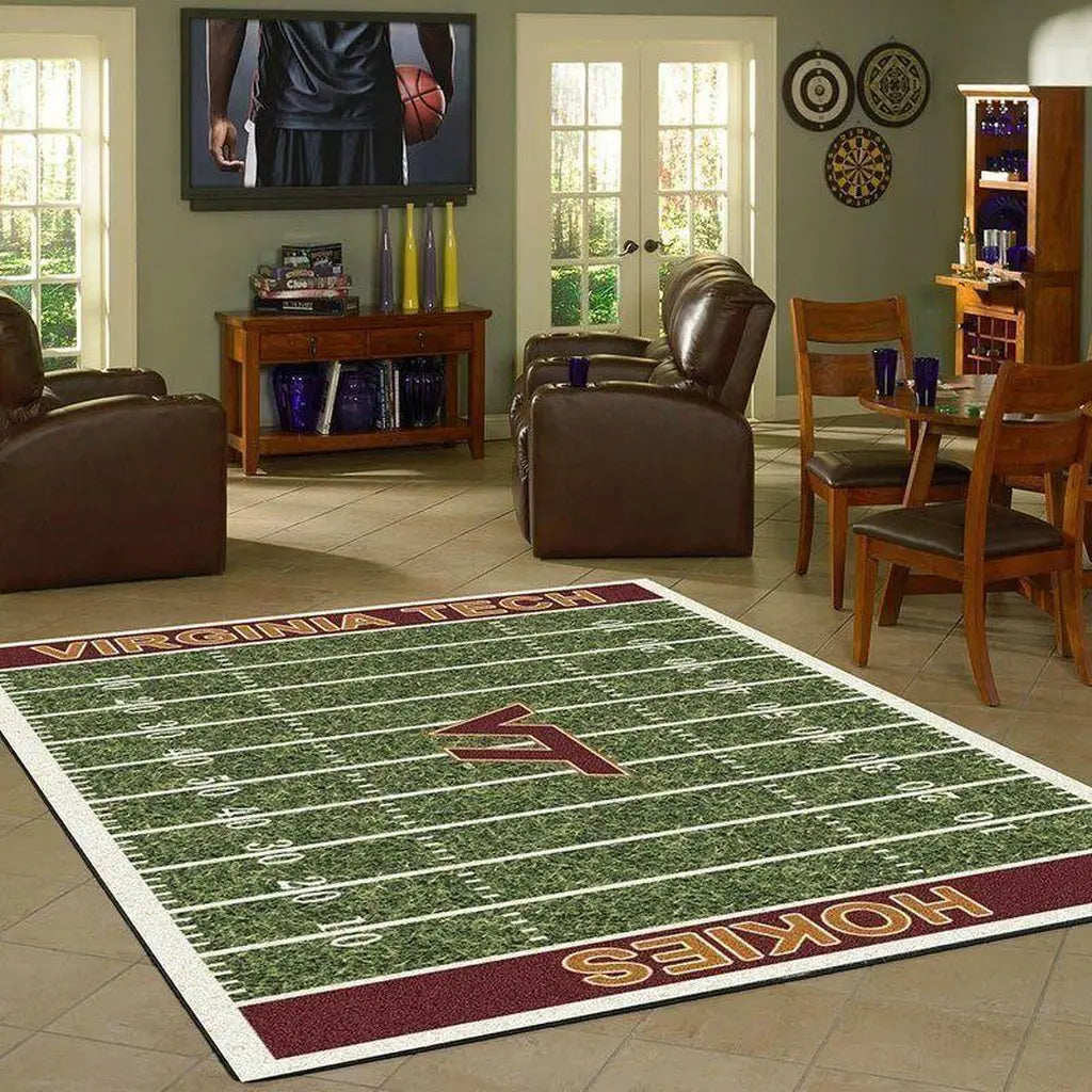 Virginia Tech Hokies Football Field Rug Fans Bla...