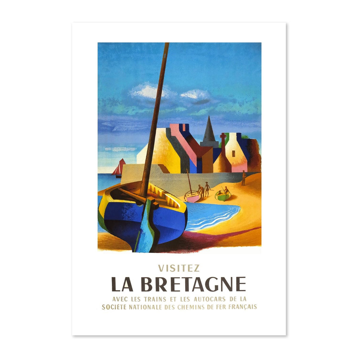 Visitez La Bretagne ‚Äî French Railways ‚Äî Vintage 1956 Travel Poster | France Wall Art