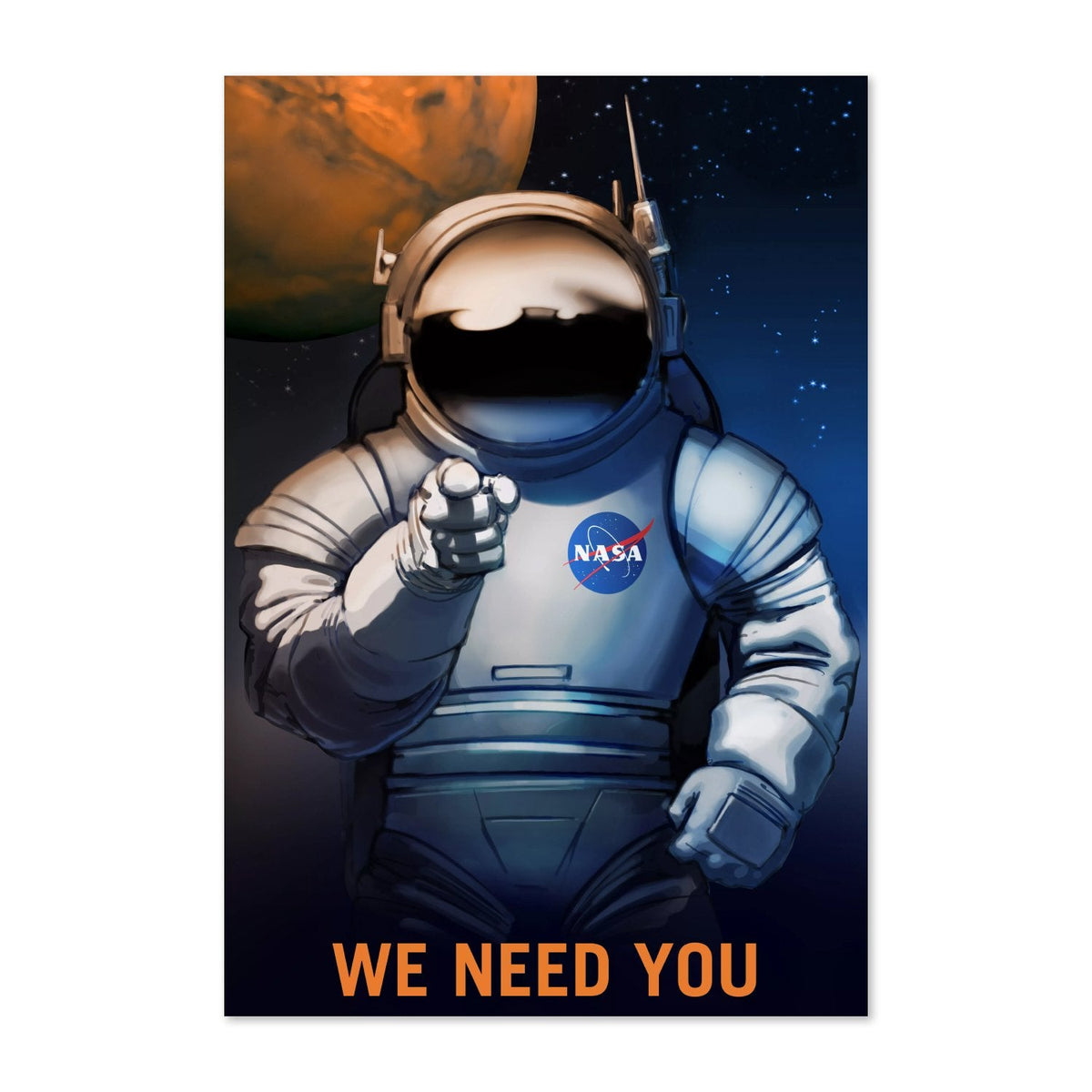 We Need You on Mars Poster ‚Äî Retro NASA Astronaut Recruitment Print | Space Wall Art