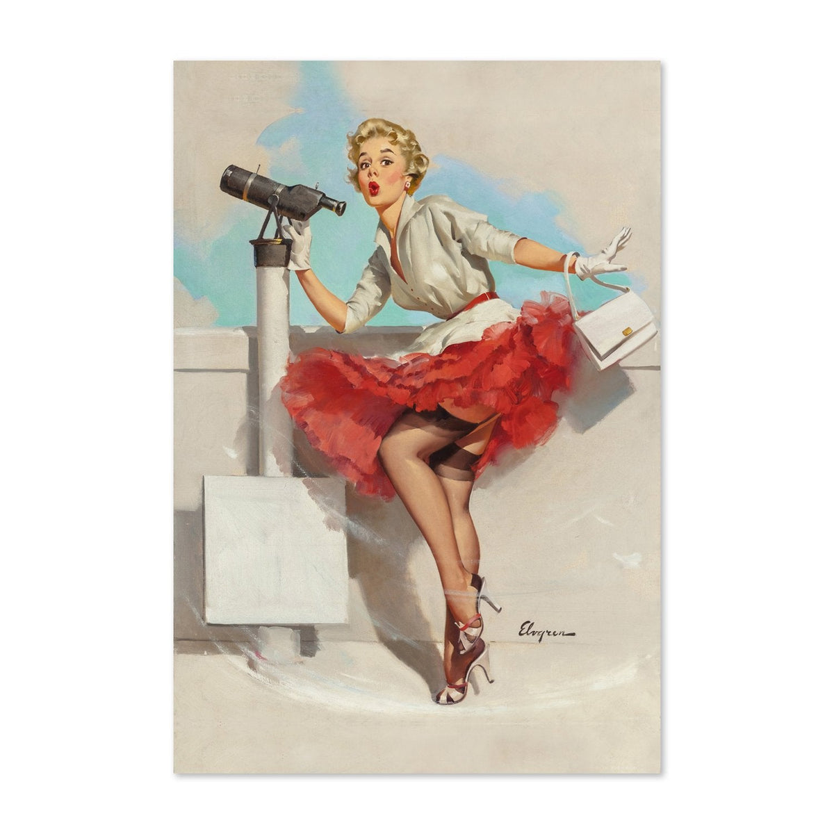 What a View ‚Äî Gil Elvgren Pin-Up Poster | Telescope Wall Art