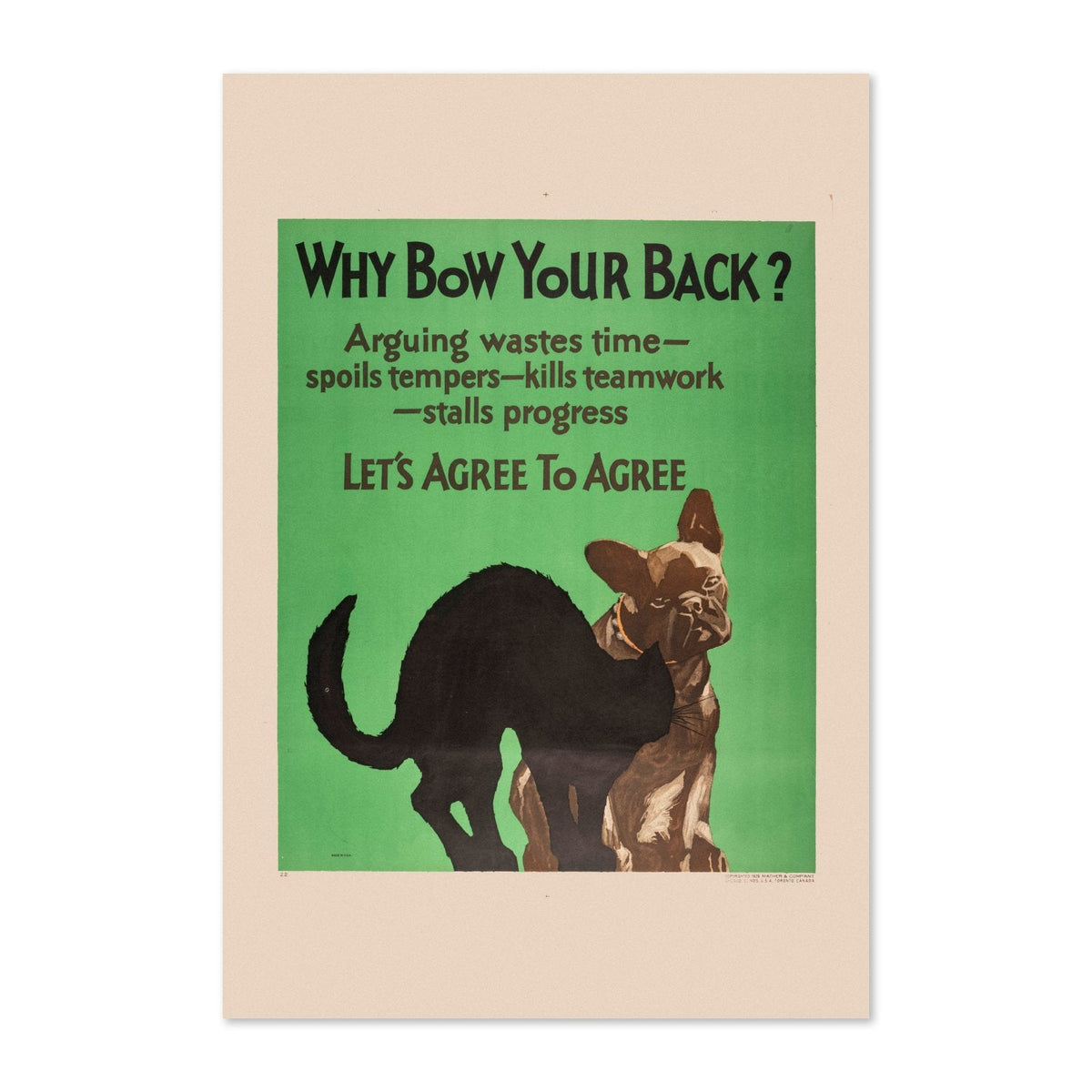 Why Bow Your Back? Let‚Äôs Agree to Agree Poster ‚Äî 1920s Work Incentive Motivational Print | Vintage Office Wall Art
