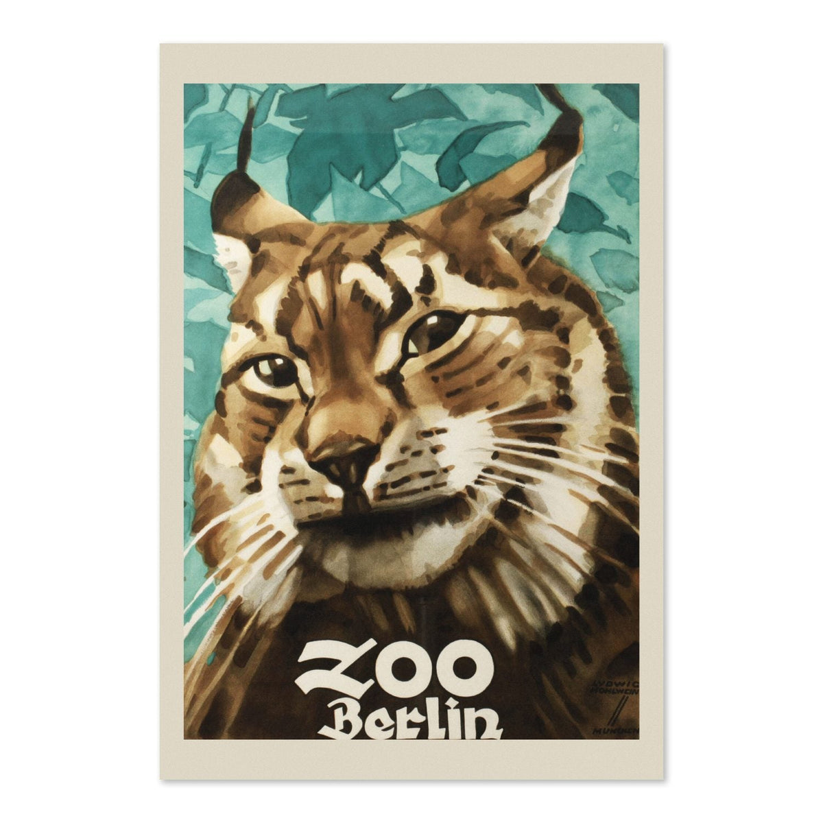 Zoo Berlin Lynx ‚Äî Vintage 1928 Advertising Poster | Zoo Wall Art